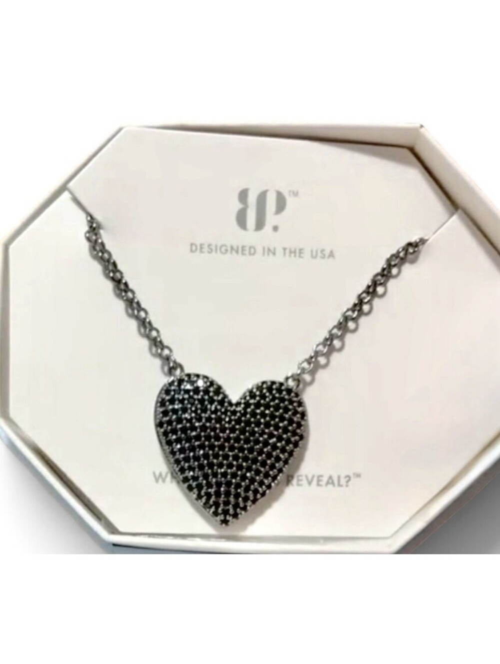 Bomb Party Exclusive Bringback Black Onyx on Hematite Pave Heart Necklace